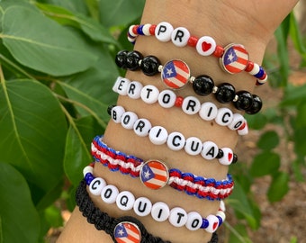 Puerto Rico- Puerto Rican Bracelet- Puerto Rico Flag- Coquito-  Boricua - Boricua Bracelet- I love Puerto Rico- Boricua Love- Coquito Love