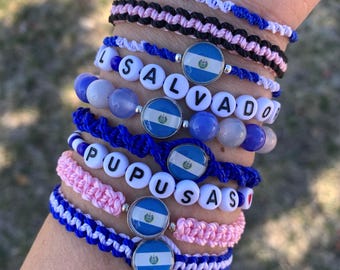 El Salvador - Salvadoran Flag - El Salvador Bracelets - Salvadoran Flag Bracelet-  Salvy Pride Bracelet- Pupusas Bracelets- 503 Love