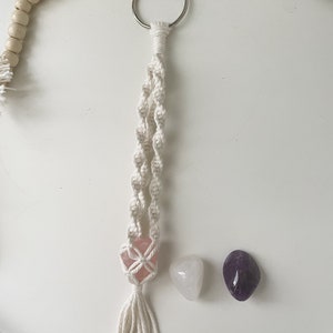 Macrame Crystal Car Charm, Boho Rearview Mirror Hanging - Etsy