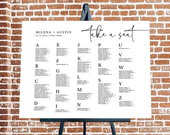 Rustic Alphabetical Wedding Seating Chart Template, Wedding Seating Plan, Please Find Your Seat Sign, Take a Seat Seating Chart Sign, MILA