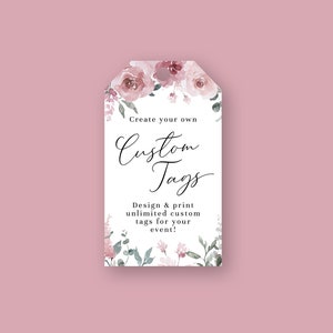 Printable Shower Favor Gift Tags, Pink Floral Favor Tags for Wedding, Personalized Baby Shower Gift Tags, Thank You Tag Bridal Shower, AVA