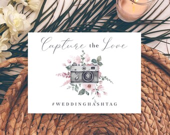 Printable Wedding Hashtag Sign, Editable Capture the Love Sign, 8x10 5x7, Instagram Wedding Sign, Social Media Hashtag Sign, Templett, AVA