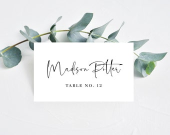 Modern Calligraphy Place Cards, Printable Wedding Escort Card Template, Table Name Cards, Wedding Placecards, Rustic Seating Cards, MILA