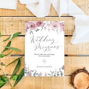 Dusty Rose Wedding Program Sign, Rose Gold Wedding Programs, Please Take One Sign, Printable Take a Program Template, Instant Download, AVA image 3