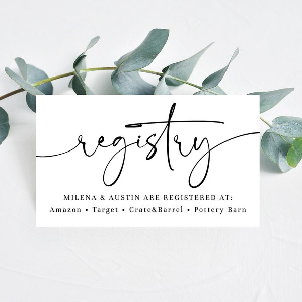 Editable Wedding Gift Registry Card Template for Rustic Boho Invitation Suites, Elegant Minimal Present Details Insert for Invitations, MILA