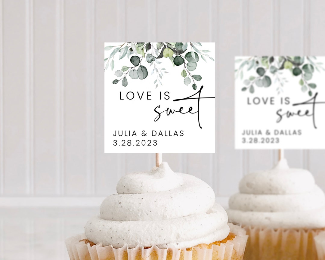 Custom Wedding Cupcake Toppers, Bridal Shower Cupcake Toppers, Love is ...