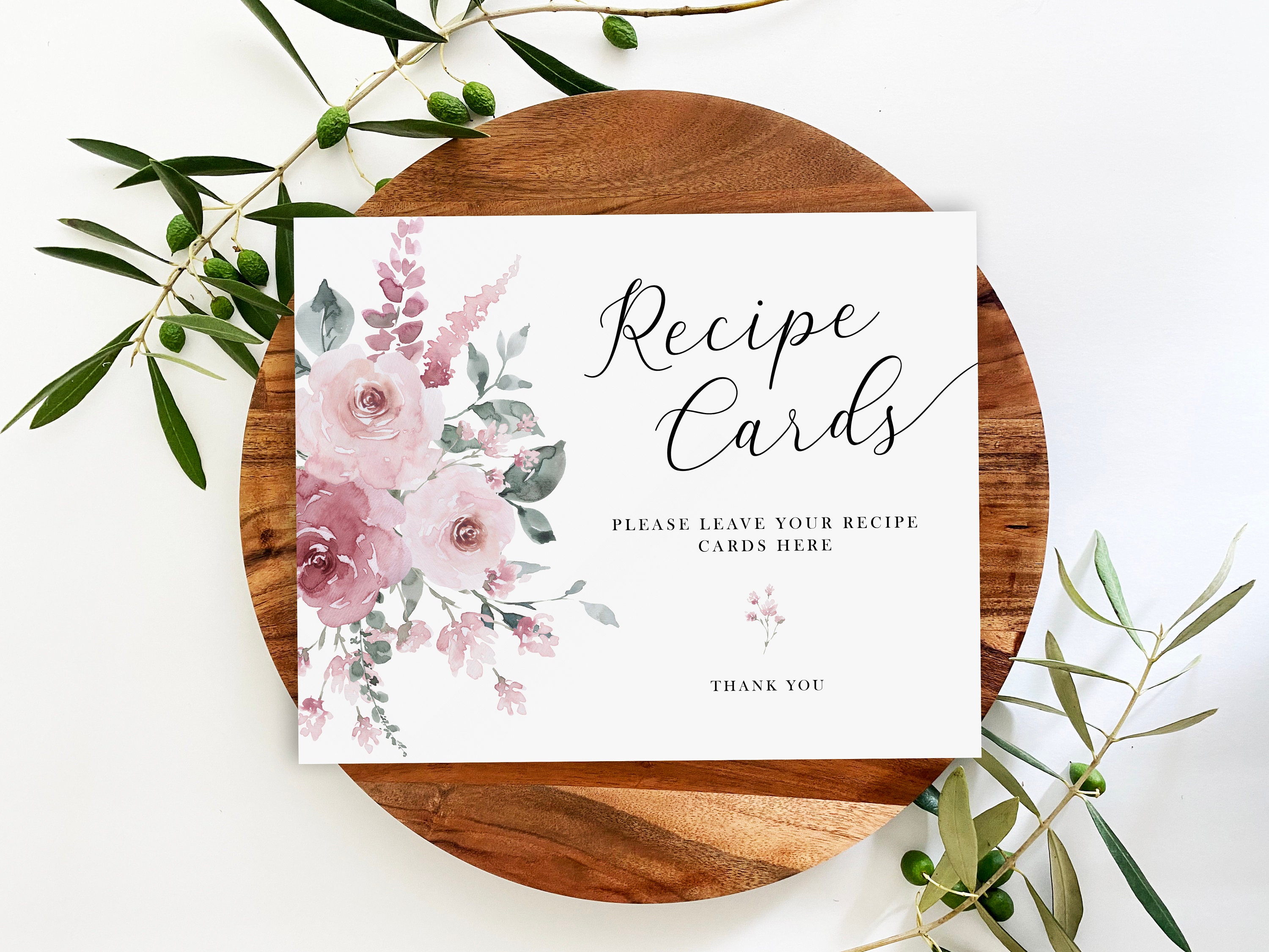 Editable Recipe Cards for Bridal Shower Recipe Cards and Sign Etsy
