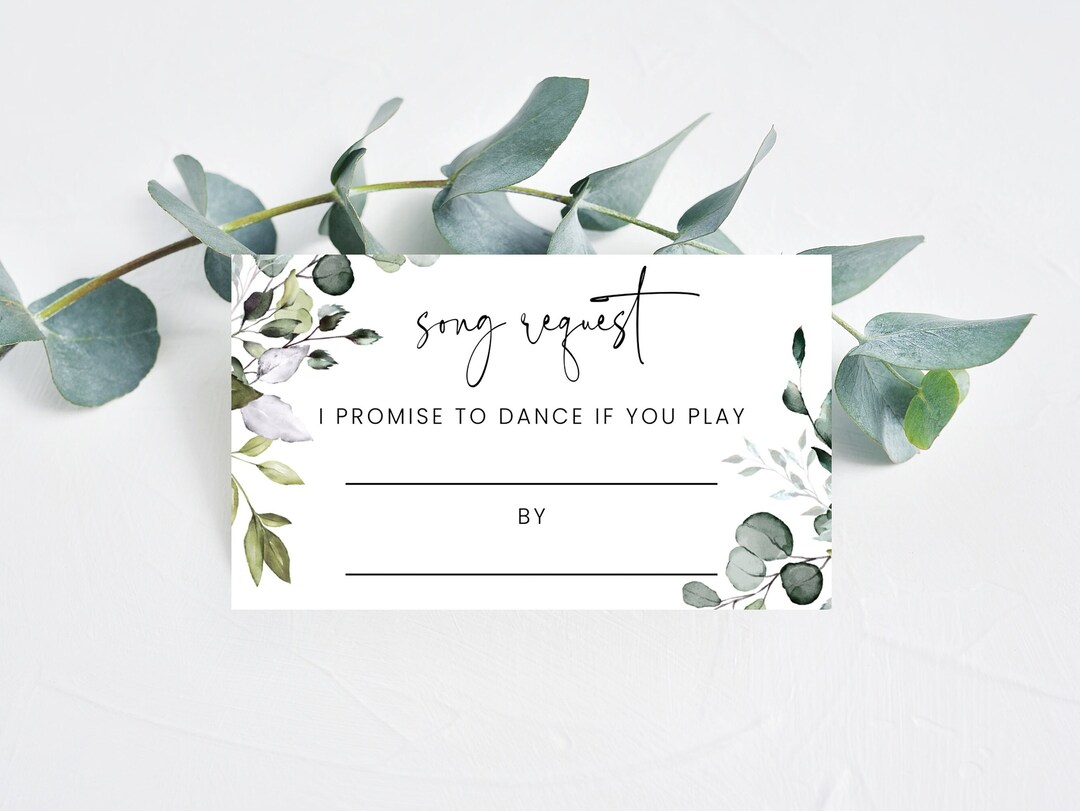 Song Request Cards, Song Request Insert Card Template for DIY Wedding ...
