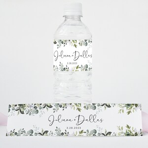 Wedding Water Bottle Labels, Eucalyptus Wedding Water Labels, Printable Water Bottle Label Template, DIY Greenery Wedding Water Label, JULIA