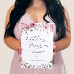 Dusty Rose Wedding Program Sign, Rose Gold Wedding Programs, Please Take One Sign, Printable Take a Program Template, Instant Download, AVA image 2