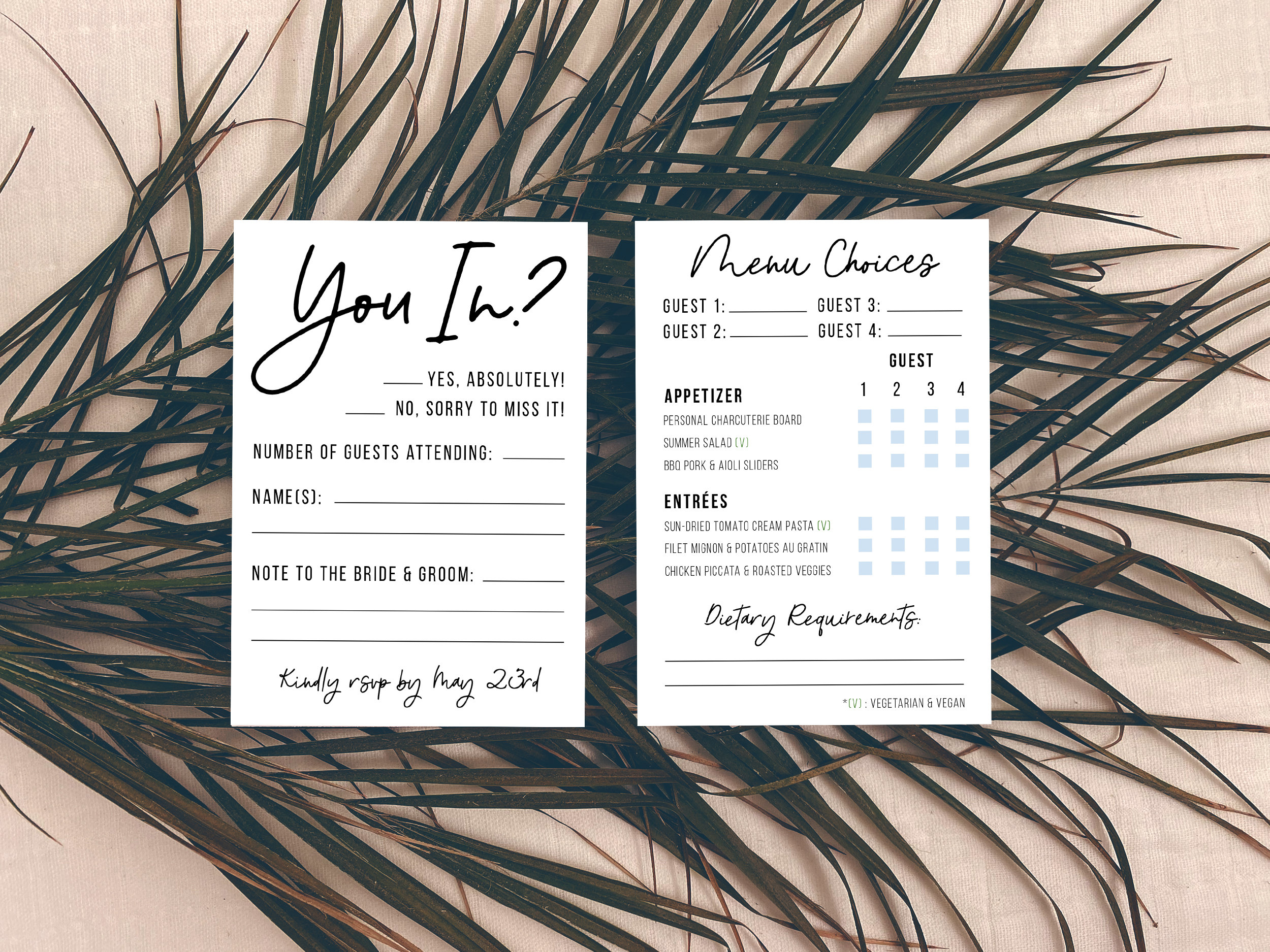 Rsvp With Meal Choice Template Rsvp With Meal Choice Template
