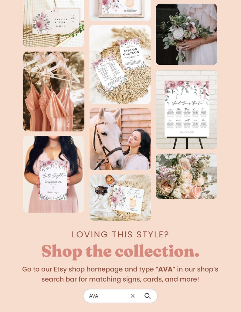 Dusty Rose Wedding Program Sign, Rose Gold Wedding Programs, Please Take One Sign, Printable Take a Program Template, Instant Download, AVA image 6