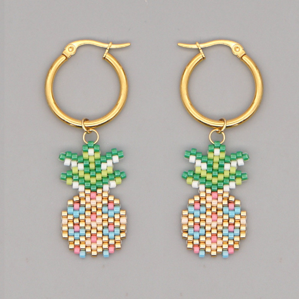 Pineapple beaded earrings Clearance