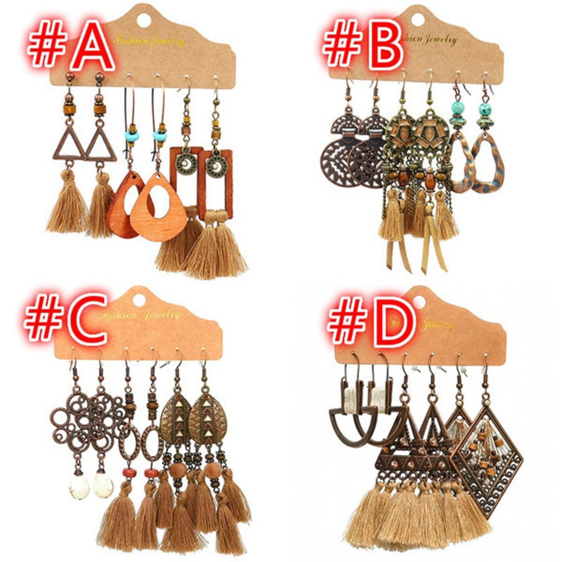 Boho Earrings Boho Earrings Dangle Drop Boho Earrings Set Etsy