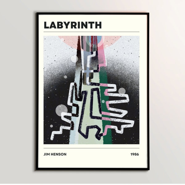 Movie Poster / T Shirt  | Labyrinth- Jim Henson Bowie | Abstract Interpretation Art Print | 80s Cult Cinema Film Painting Retro Conceptual