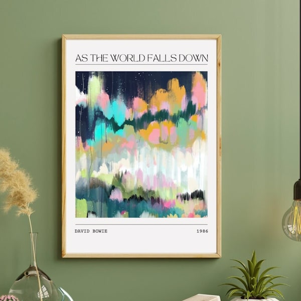 Music Poster | Bowie  - As The World Falls Down | Abstract Interpretation Art Print | Synesthesia Art | Wall Gallery Decor | 80s Labyrinth