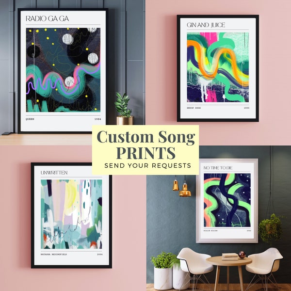 Custom Song Wall Art | Abstract Music Painting | All Sizes Art Print | Wedding Song 1st Dance Keepsake | Birthday | Valentines Gift Xmas