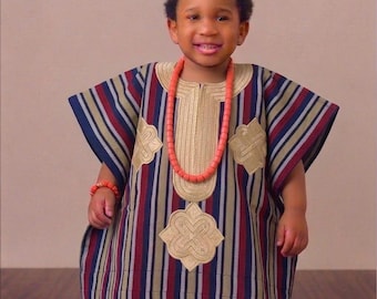 Traje de asooke para el primer cumpleaños de los bebés niños