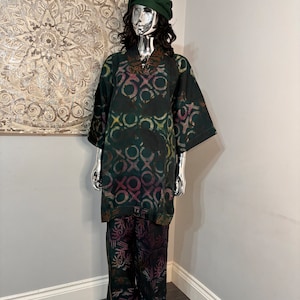 Size 16-18UK Nigerian Adire Palazzo Two piece set size 16-18 UK