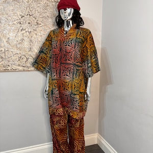 Size 16-18 UK Nigerian Adire Palazzo Two piece set size 16-18 UK
