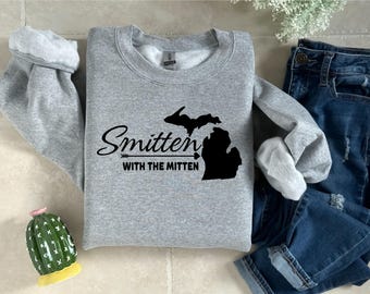 Smitten with the Mitten, Michigan, Novelty apparel, Made in Michigan, Unisex apparel