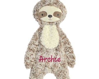 Sloth personalized lovey embroidered name baby gift | Custom embroidery stuffed animal keepsake memory plushie toy animal birthday date