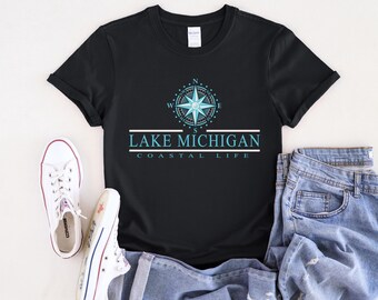 Michigan apparel, novelty shirt, beach wear, coastal vibes, beachy shirt