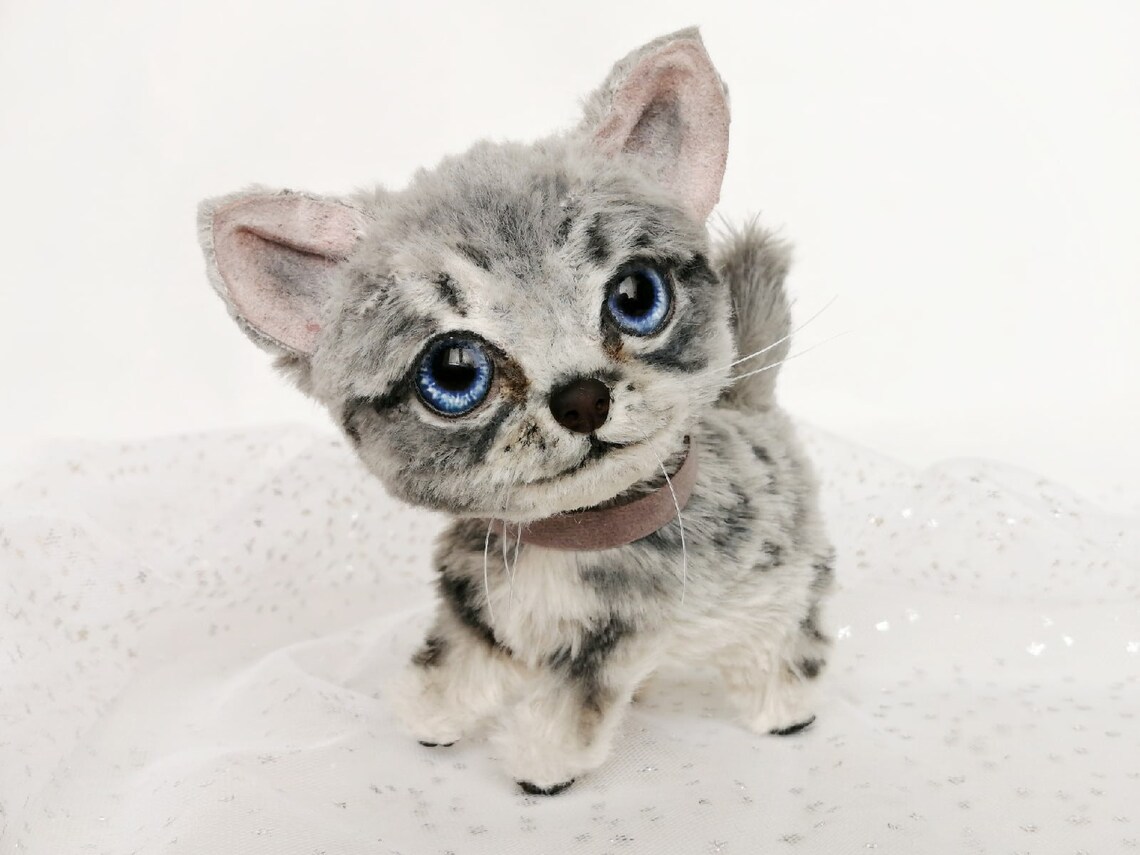 Sold made to order. Kitten doll grey cat toy miniature Etsy