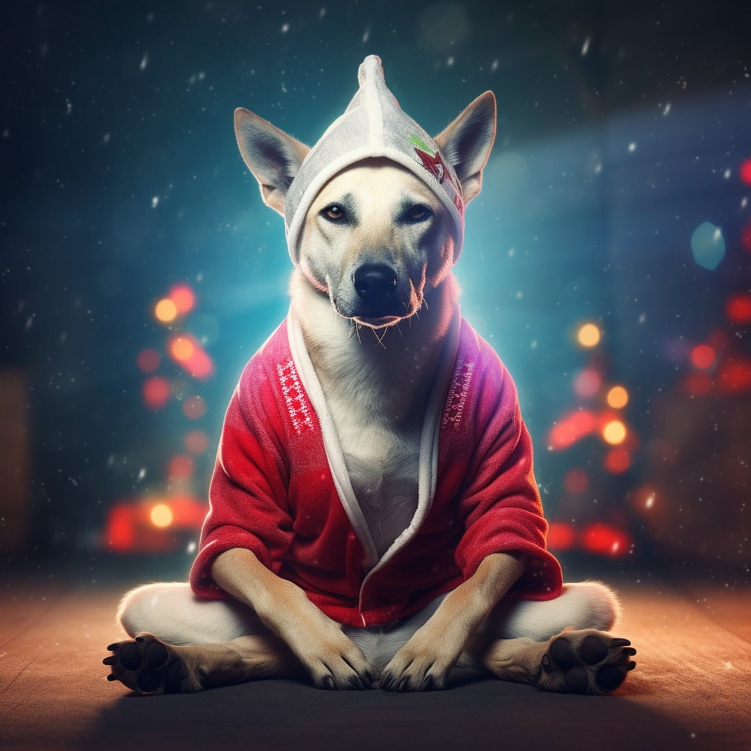 Cute Zen Dog . AI Art Cyberpunk Theme Futuristic Fun Art Print Great ...