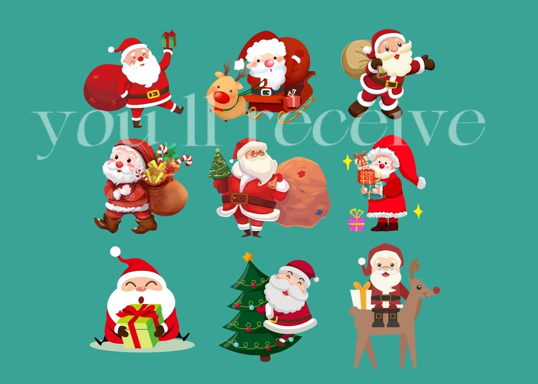Cute Christmas Santa Claus Clipart, Santa Clipart, Chistmas Clipart