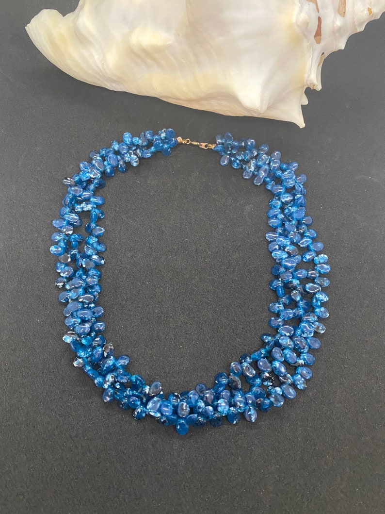 navy blue necklace Bollywood beaded set Blue beaded necklace bohemian necklace