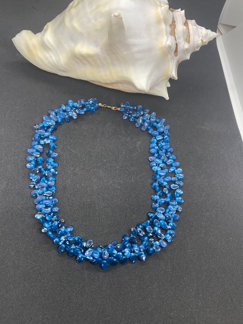 navy blue necklace Bollywood beaded set Blue beaded necklace bohemian necklace