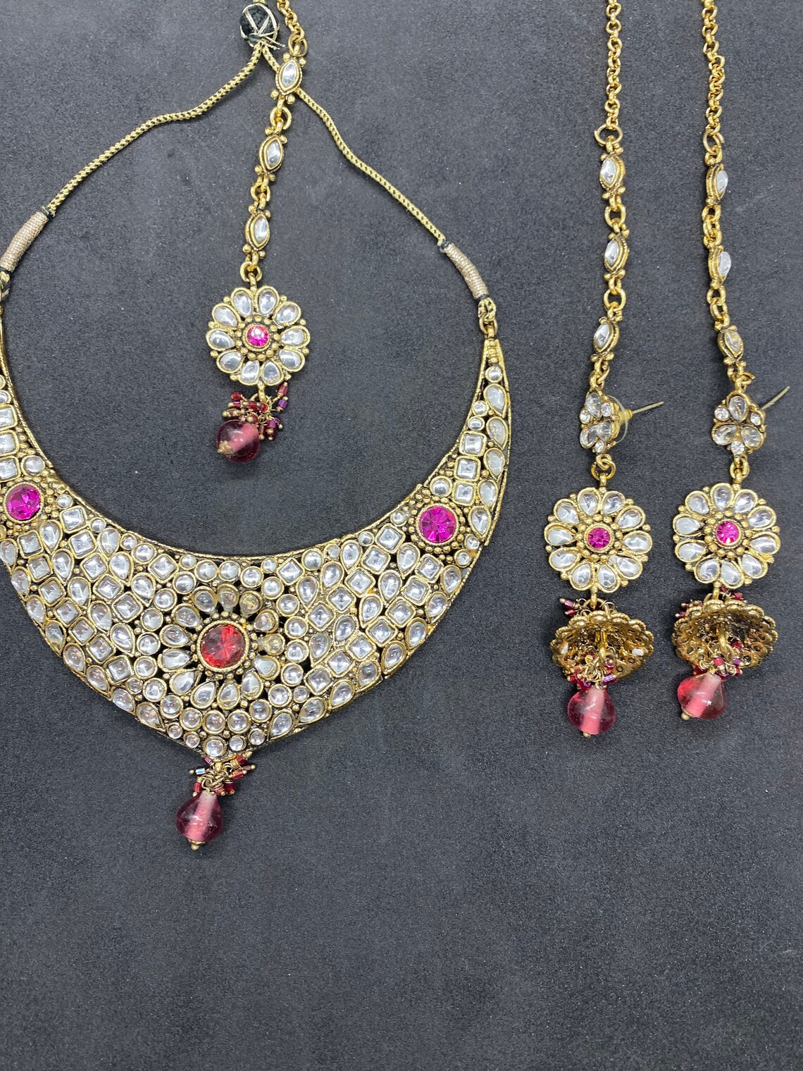 Conjunto de collares de Bollywood conjunto de joyas rosas y Etsy España