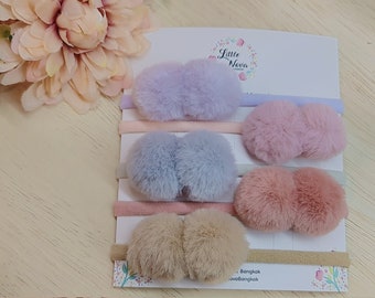 Small Pom Baby Headband, Fluffy Pom Headband, Fur Pom Headband, Newborn Pom Headband, Toddler Headband, Baby Girl Headband, Infant Headband