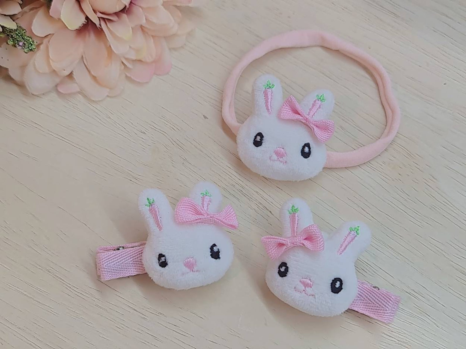 Rabbit Bunny Headband Hair Clip, Newborn Headband, Tiny Hair Clip ...