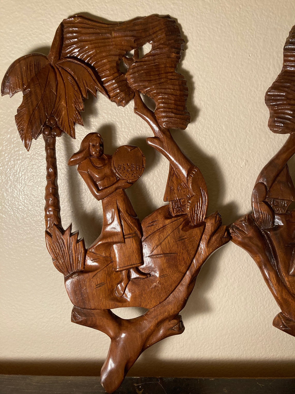 Vintage Wooden Carved Wall art from Vietnam Etsy