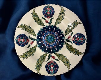 Pratos de cerâmica artesanais de 40 cm, pratos de cerâmica turca, azulejos de cerâmica turca, cerâmica artesanal, decoração para casa, arte de parede, cerâmica artesanal