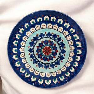 Hand-Painted Turkish Ceramic Plate - 34 cm | Traditional Unique Design, Turkish Ceramic Plates, Handmade Ceramic, Wall Art