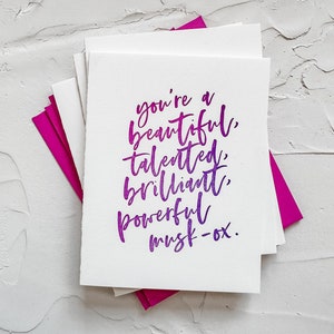 Saint-Valentin | Carte de compliment du jour de Galentine de boeuf musqué brillant | Message pour la Saint-Valentin