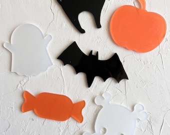 Halloween Acrylic Place Cards • Black cat place card • Bat table setting • Ghost name tag • Pumpkin place card