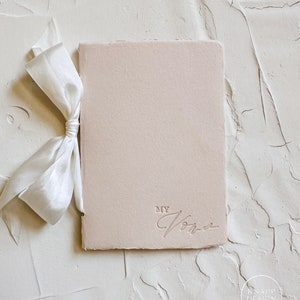 MY Wedding Vow Book • Letterpress on Sandy Beige Handmade paper with Silk Ribbon