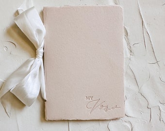 MY Wedding Vow Book • Letterpress on Sandy Beige Handmade paper with Silk Ribbon