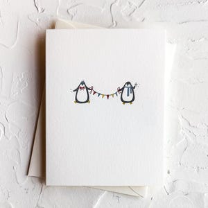 Party Pinguine - Minimalistische Letterpress Weihnachtskarte • 4-farbige Letterpress Karte