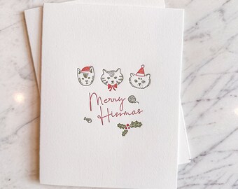 Merry Hissmas - Carte de vœux typographique minimaliste Punny • Carte typographique bicolore