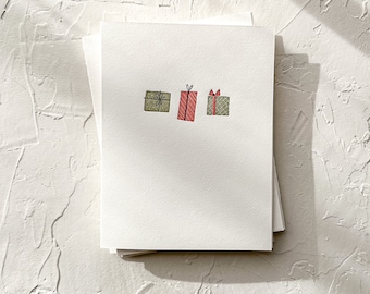 Christmas Wrapped Gifts - Minimalist Letterpress Holiday card