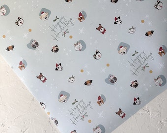Happy Howlidays dog themed wrapping paper sheets - Set of 2