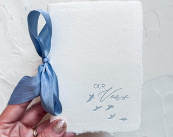 OUR Vows booklet inspired by Taylor Swift 1989 -  Letterpress on white handmade paper with silk ribbon