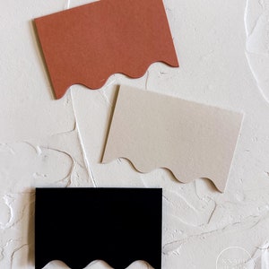 Wavy Edge place cards in Black, Orange, and Cream - perfect for Halloween parties