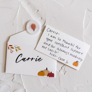 Mini-bedankbriefjes Thanksgiving of Friendsgiving • Plaatskaarten voor dankbaarheid