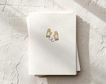 Snowman Mittens - Minimalist Letterpress Holiday card